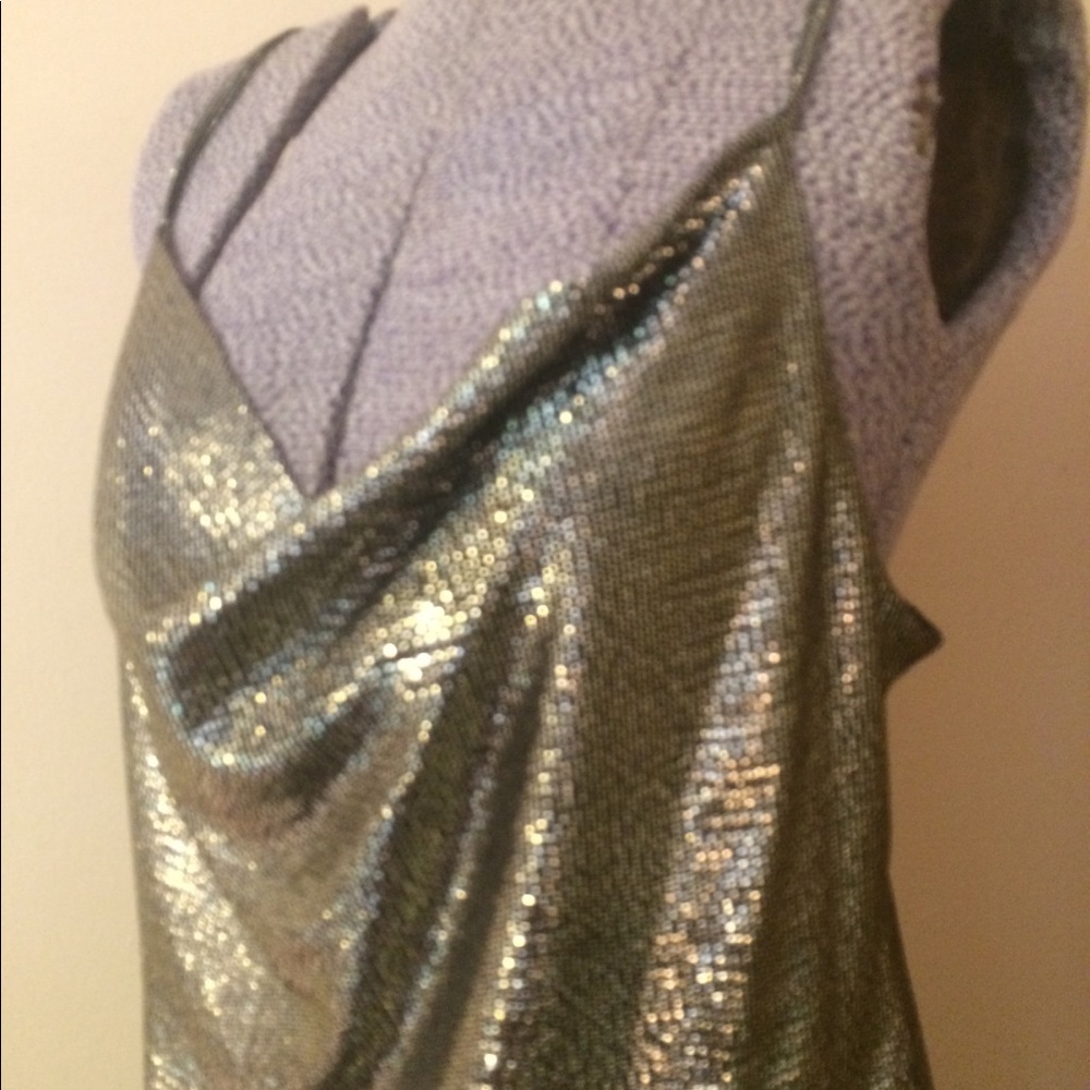 Gold Shiny Draped Disco Dress size L - Picture 5 of 14
